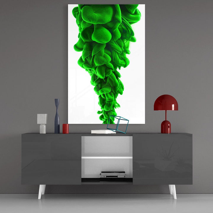 Yeşil Katmanlar Cam Tablo