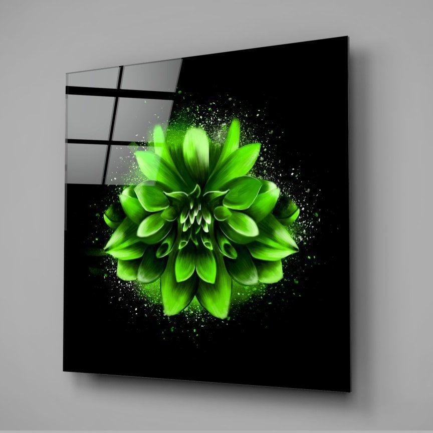 Yeşil Lotus Cam Tablo