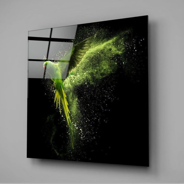 Yeşil Papağan Cam Tablo No:3040