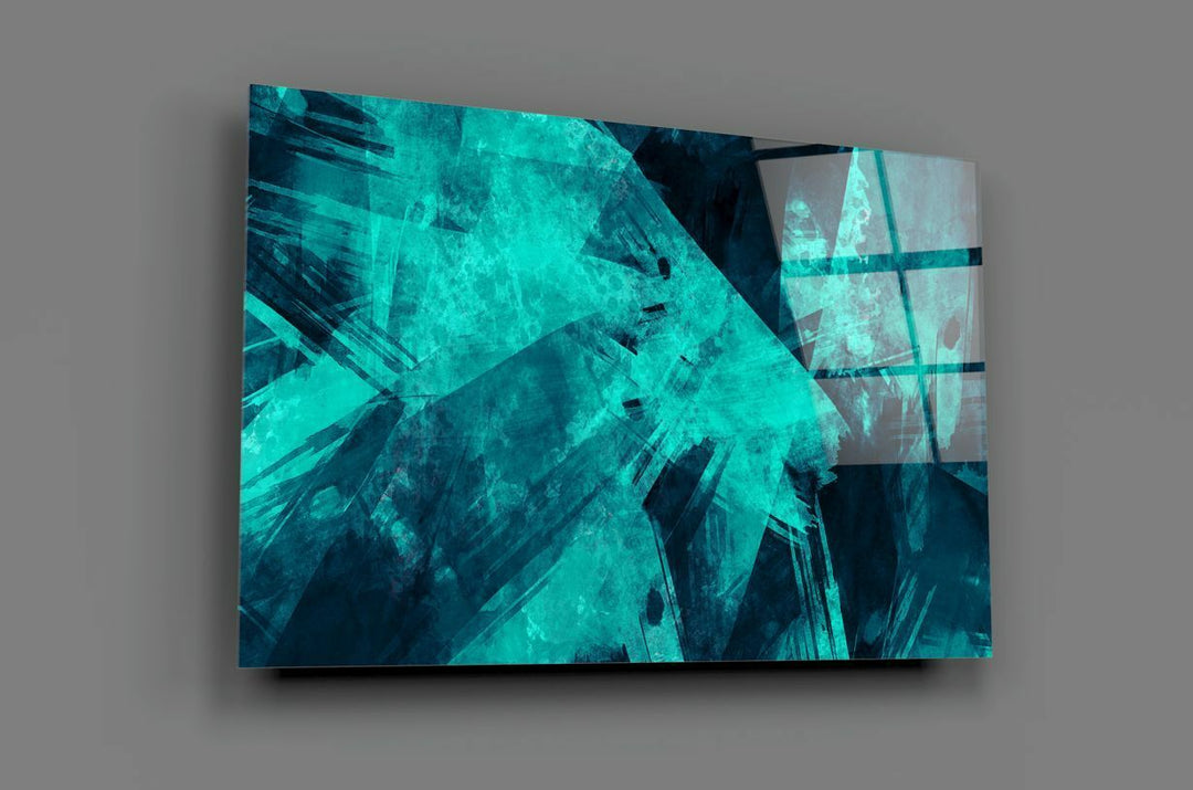 Yeşil Soyut Desen Cam Tablo