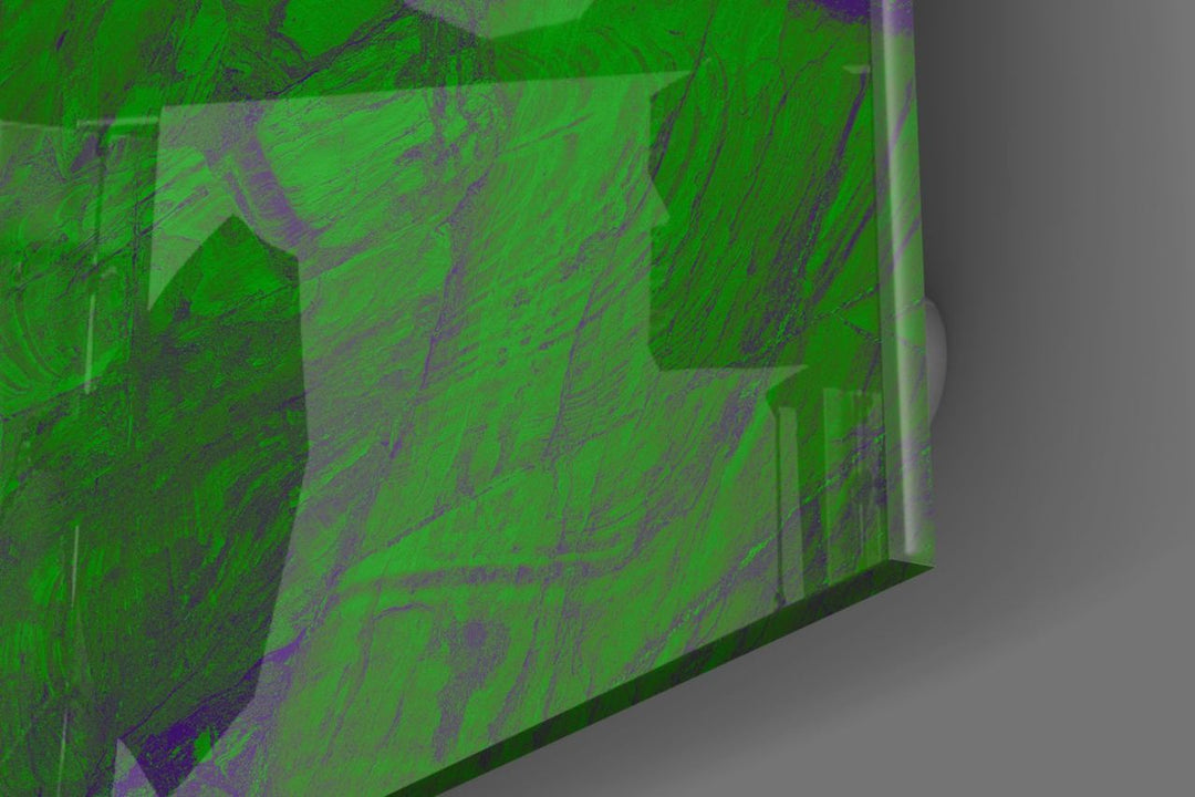 Yeşil Soyut Desen Cam Tablo