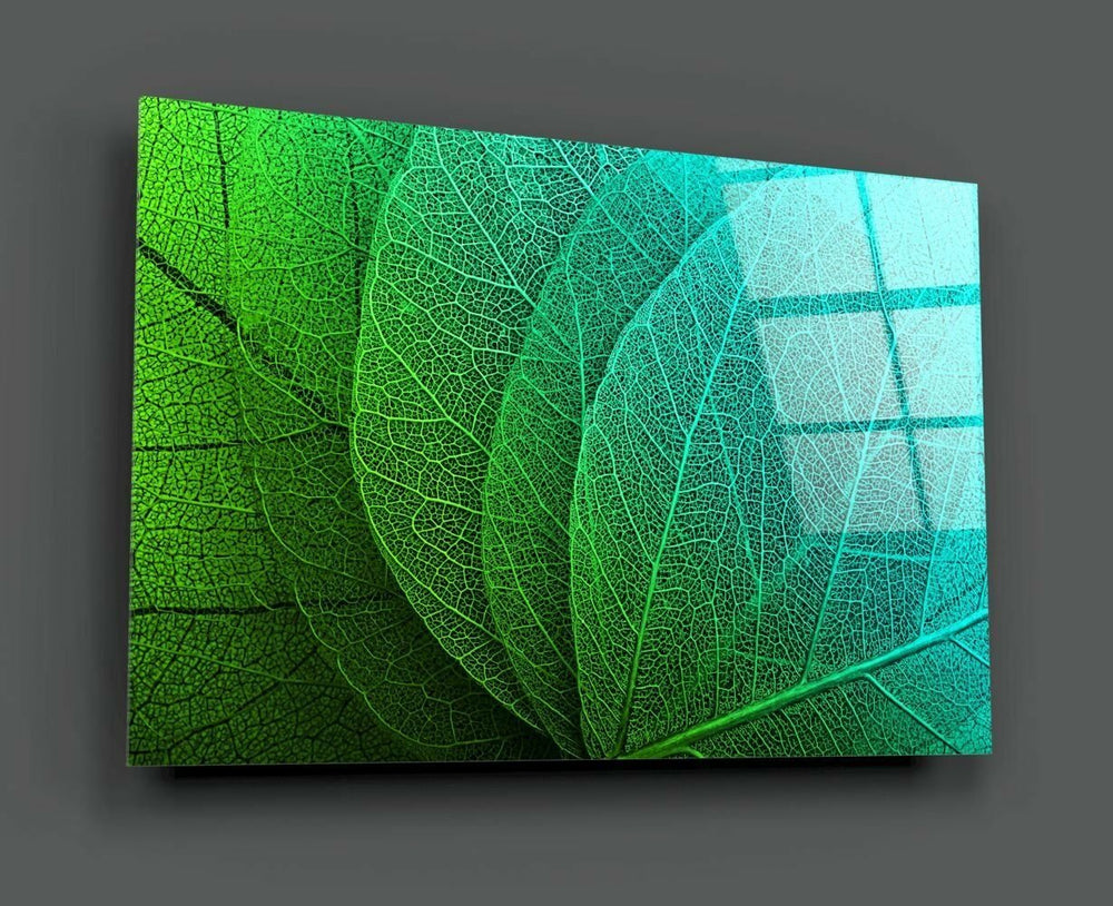 Yeşil Tropik Yaprak Cam Tablo No:2088