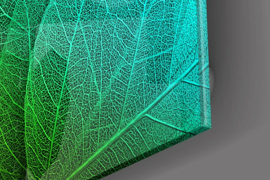 Yeşil Tropik Yaprak Cam Tablo No:2088