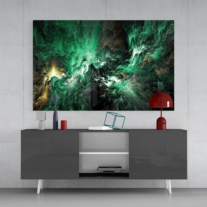 Yeşil Uzay Cam Tablo