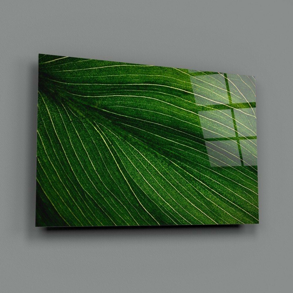Yeşil Yaprak Cam Tablo