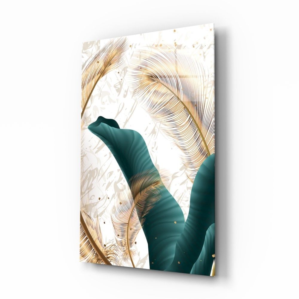 Yeşil Yapraklar Cam Tablo