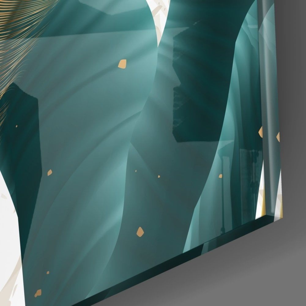 Yeşil Yapraklar Cam Tablo