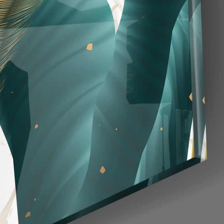 Yeşil Yapraklar Cam Tablo