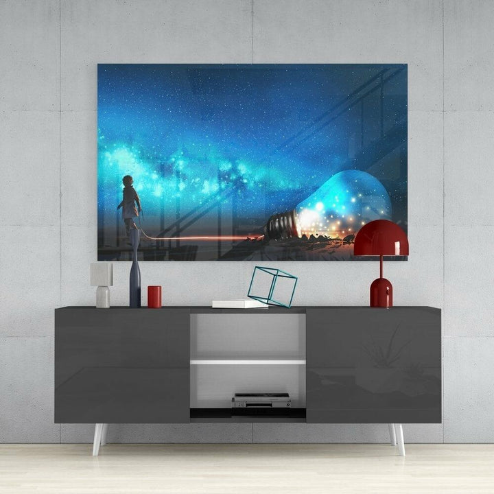 Yıldızlı Gece Cam Tablo