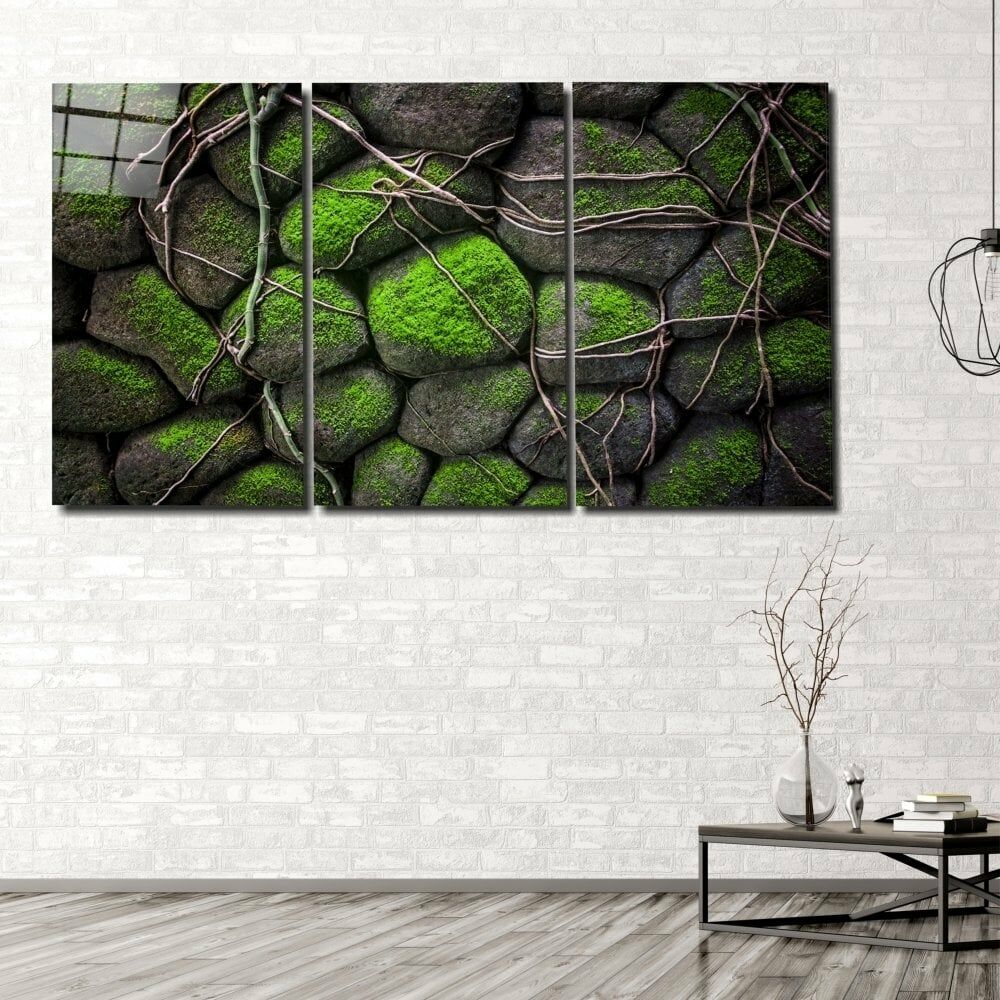 Yosunlu Taşlar Mega Cam Tablo