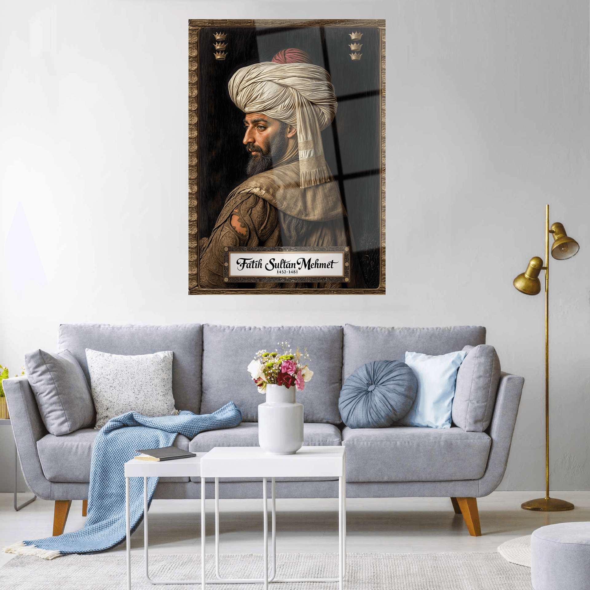 Fatih Sultan Mehmet Portre Cam Tablo