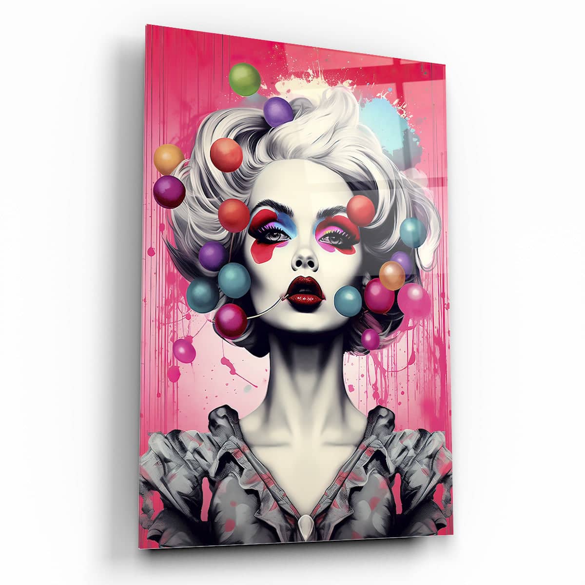 Kadın Pop Art Cam Tablo