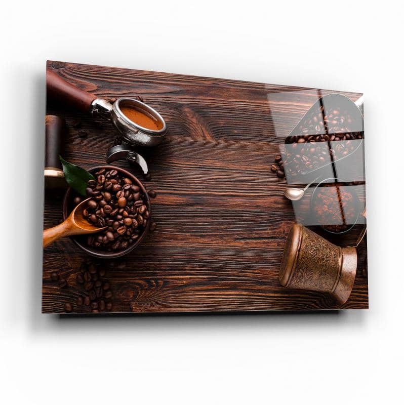 Kahve Çekirdeği Cam Tablo