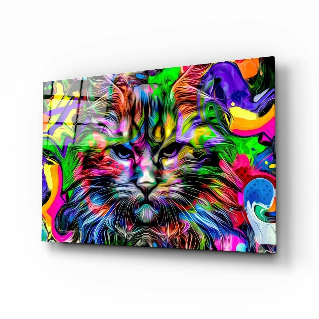 Kedi Kuşağı Cam Tablo