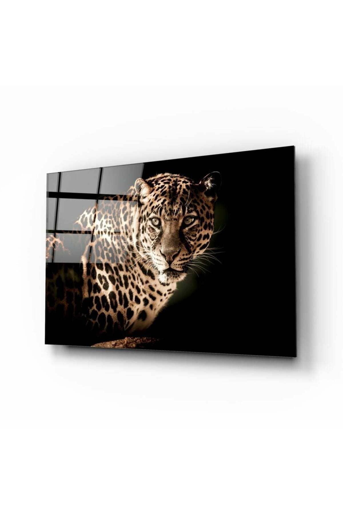 Leopar Cam Tablo No:2083 | Hediyelik, Dekoratif, Ofis, Mutfak