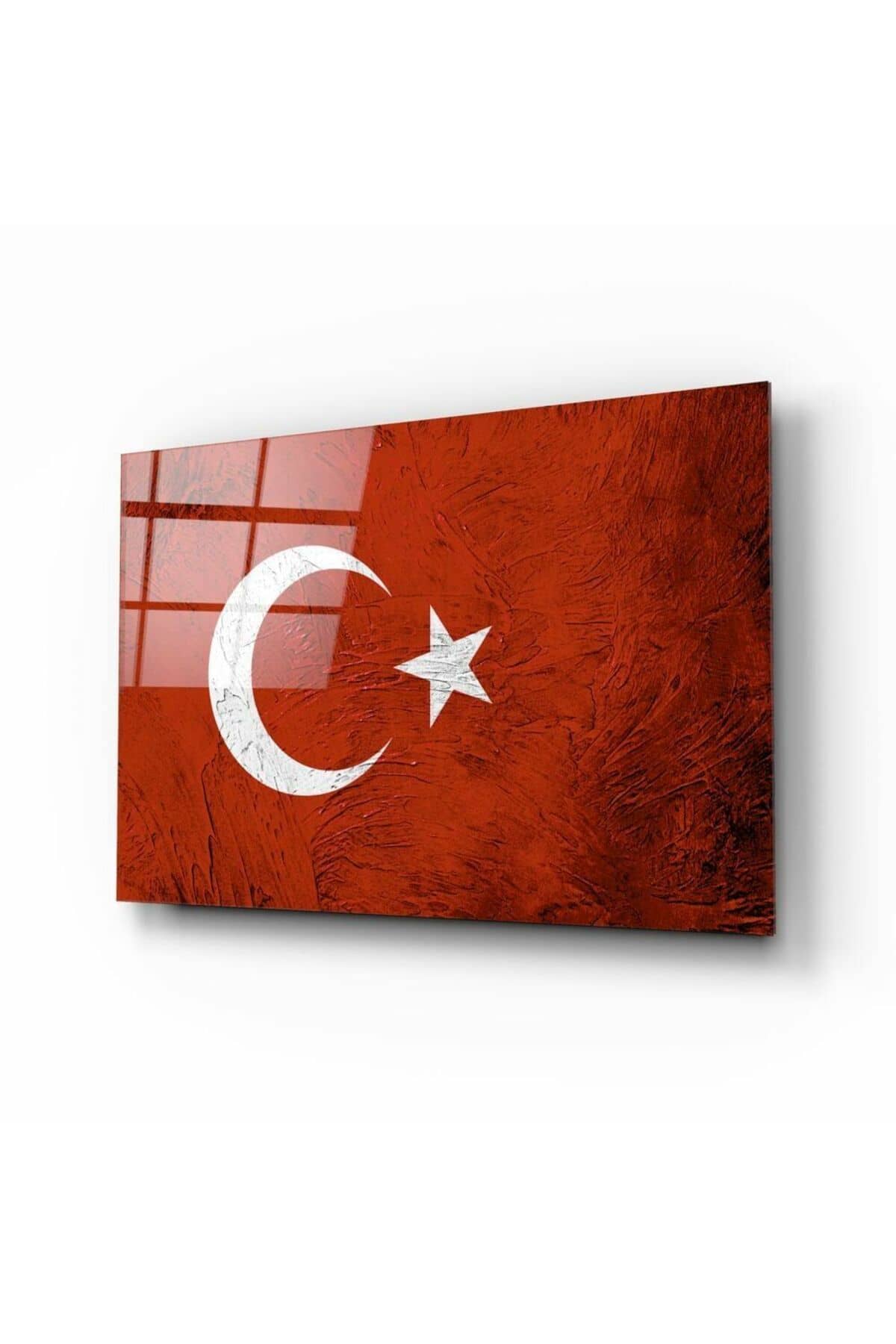 Türk Bayrağı Cam Tablo | Hediyelik, Dekoratif, Ofis, Mutfak