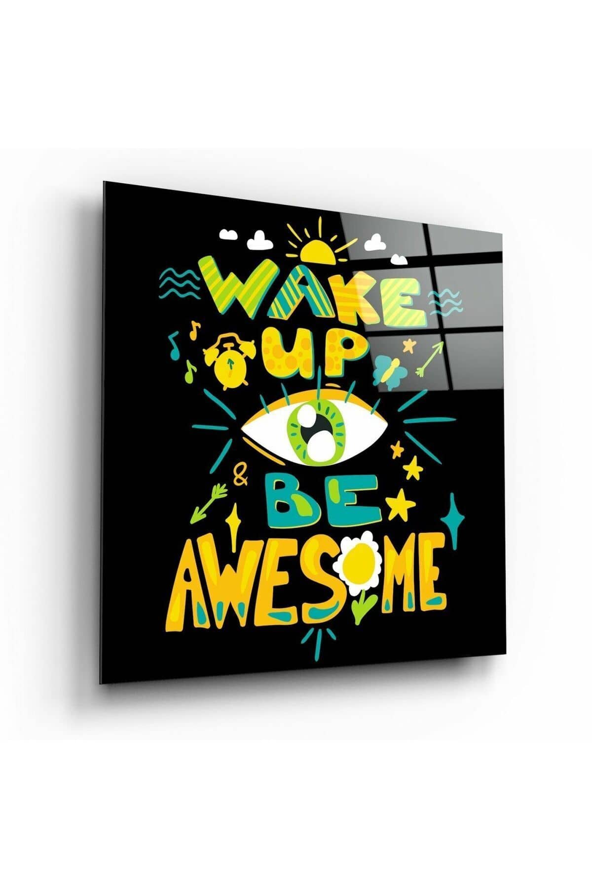 “Wake Up” Cam Tablo | Hediyelik, Dekoratif, Ofis, Mutfak