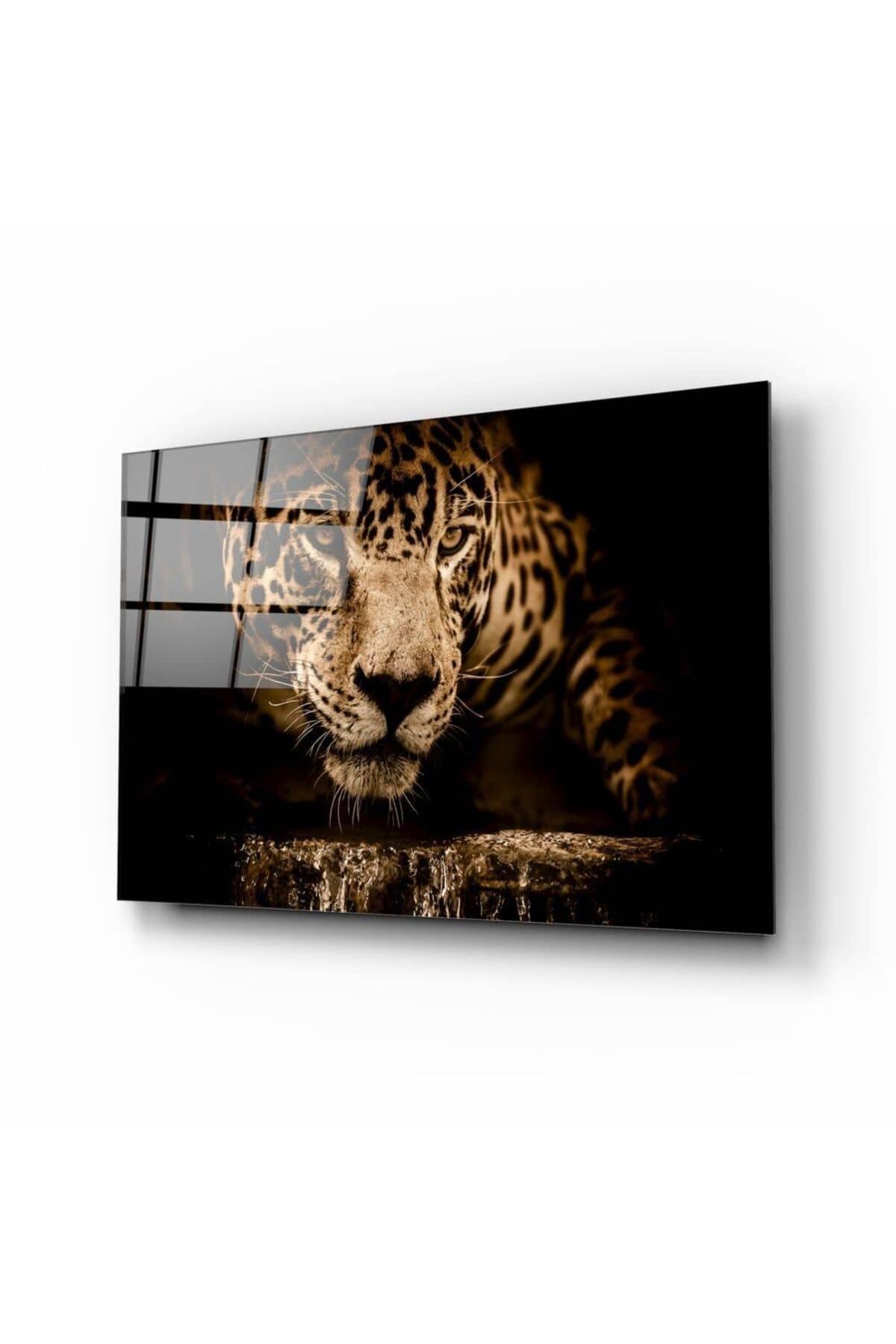 Leopar Cam Tablo No:2082 | Hediyelik, Dekoratif, Ofis, Mutfak