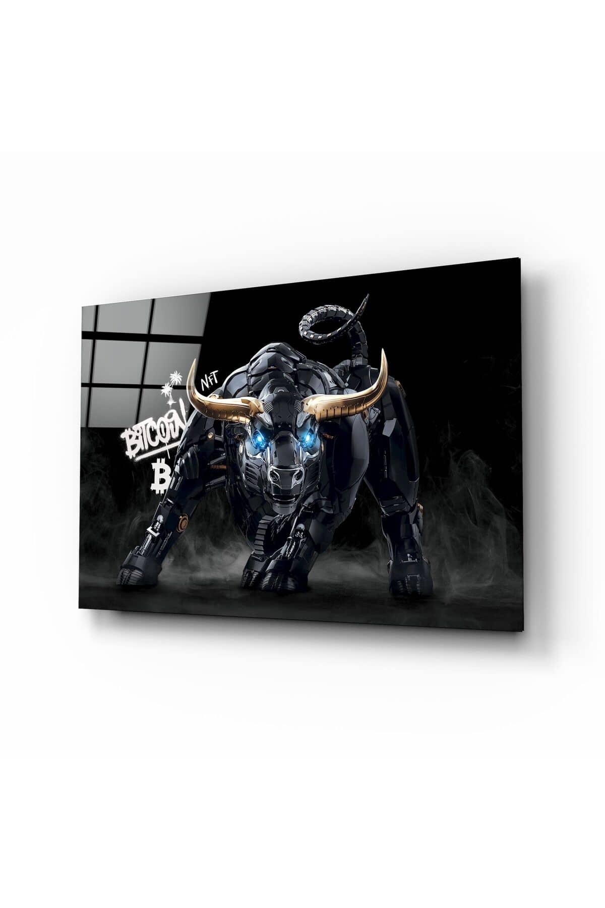 Bull Bitcoin Cam Tablo | Hediyelik, Dekoratif, Ofis, Mutfak