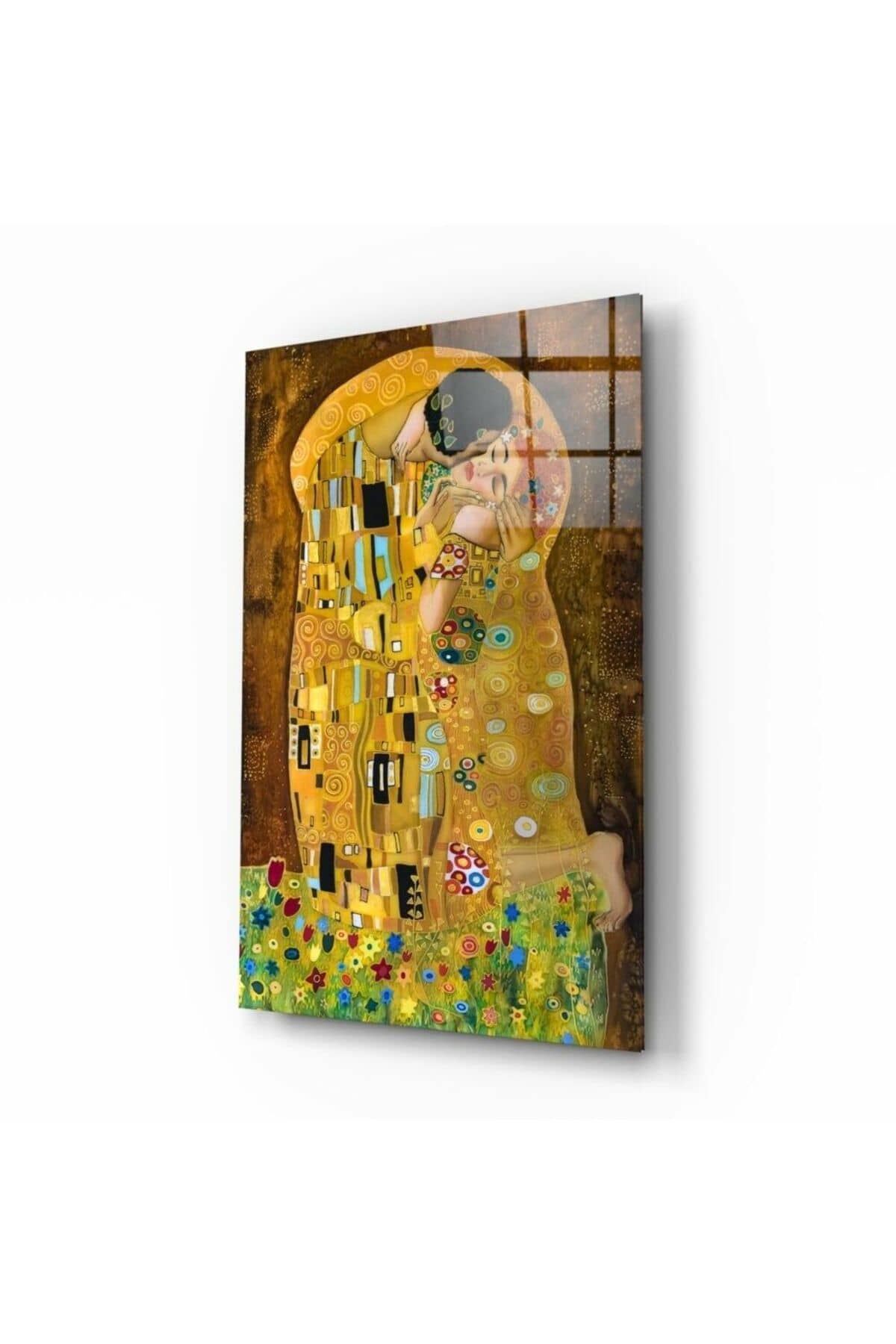 Gustav Klimt “Öpücük” Cam Tablo | Hediyelik, Dekoratif, Ofis, Mutfak