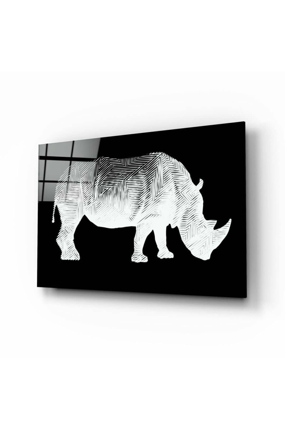 Gergedan Rhino Cam Tablo | Hediyelik, Dekoratif, Ofis, Mutfak