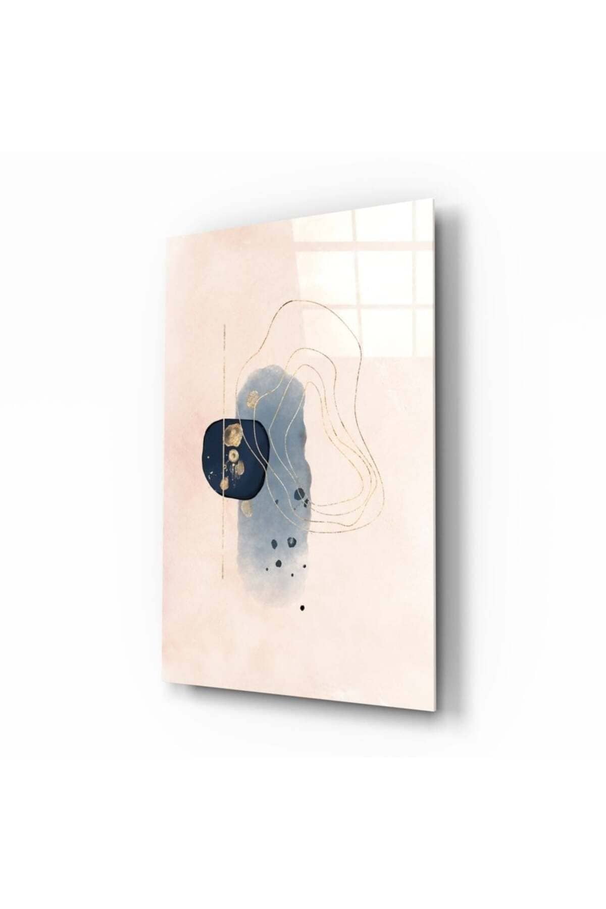 Abstract Bej Cam Tablo | Hediyelik, Dekoratif, Ofis, Mutfak