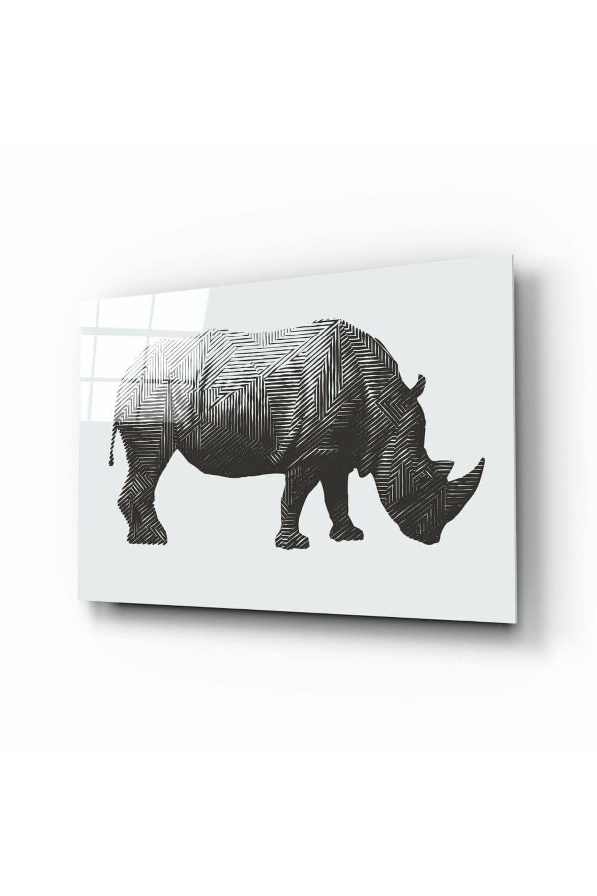 Gergedan Rhino Cam Tablo | Hediyelik, Dekoratif, Ofis, Mutfak