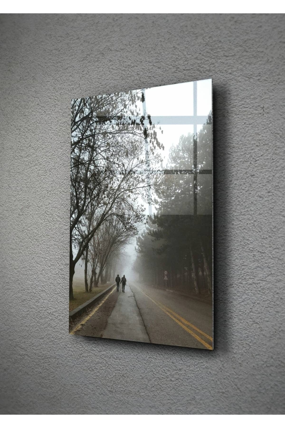 Uzun Ve Sisli Yol Cam Tablo