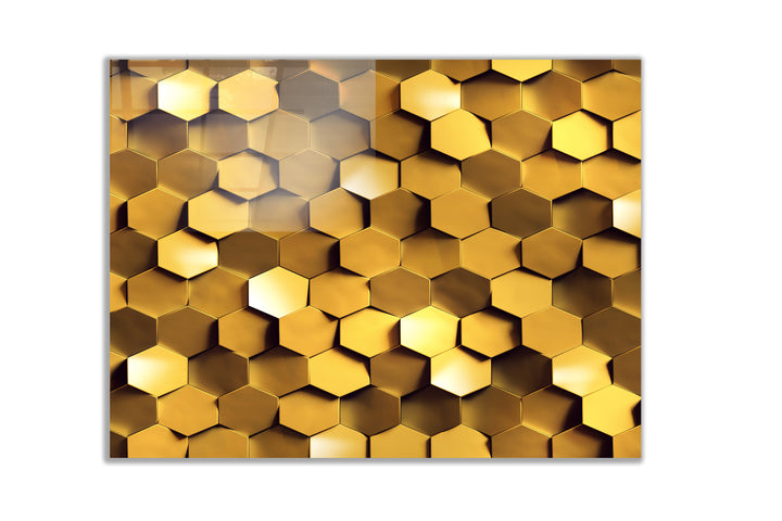 Mutfak Cam Ocak Arkası Koruyucu Tezgah Ankastre Arkası Koruyucu  Gold Geometrik