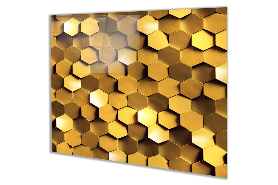 Mutfak Cam Ocak Arkası Koruyucu Tezgah Ankastre Arkası Koruyucu  Gold Geometrik