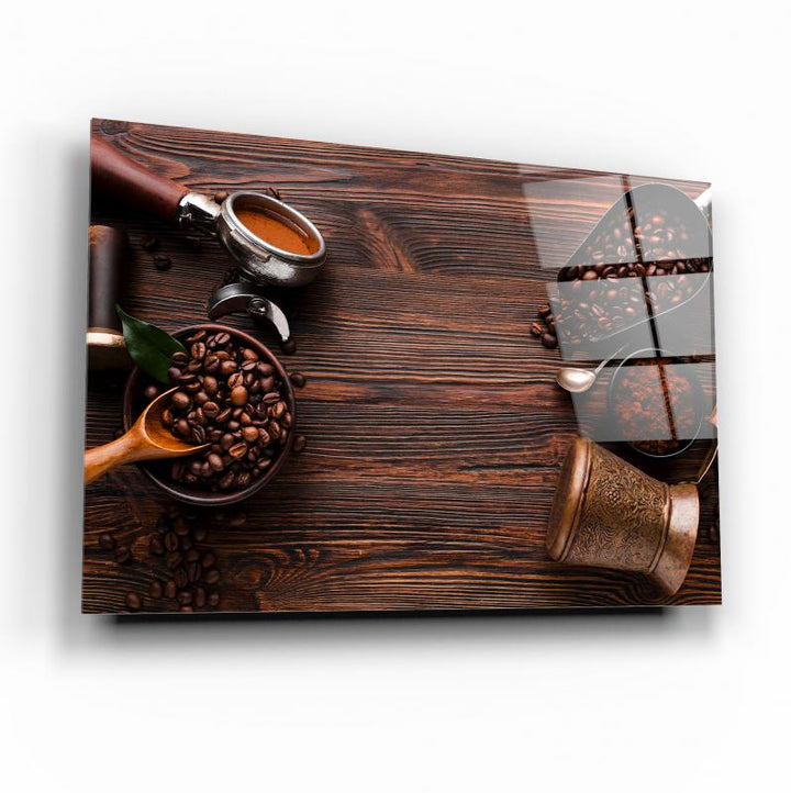 Kahve Çekirdeği Cam Tablo