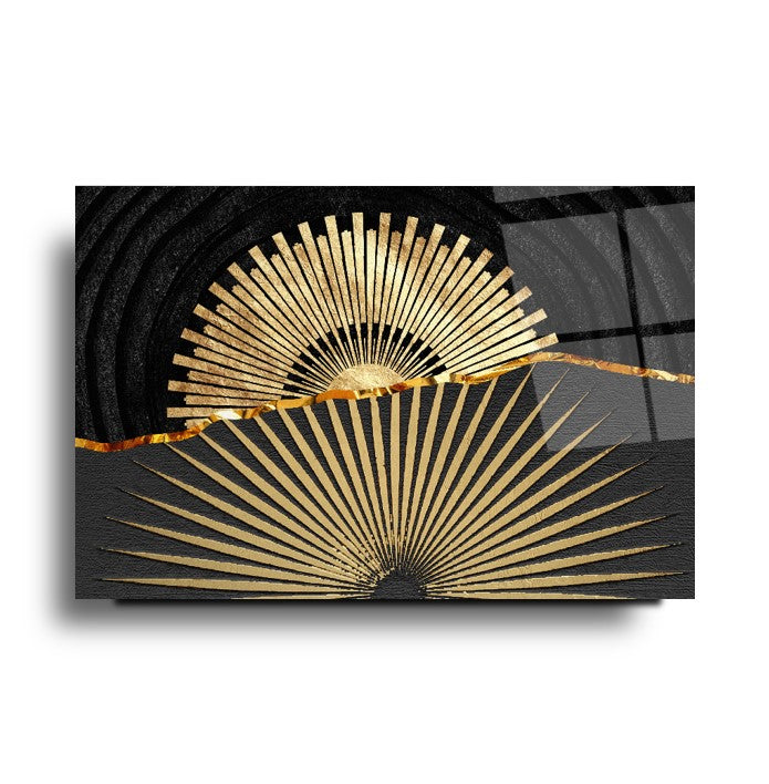 Gold Soyut Cam Tablo
