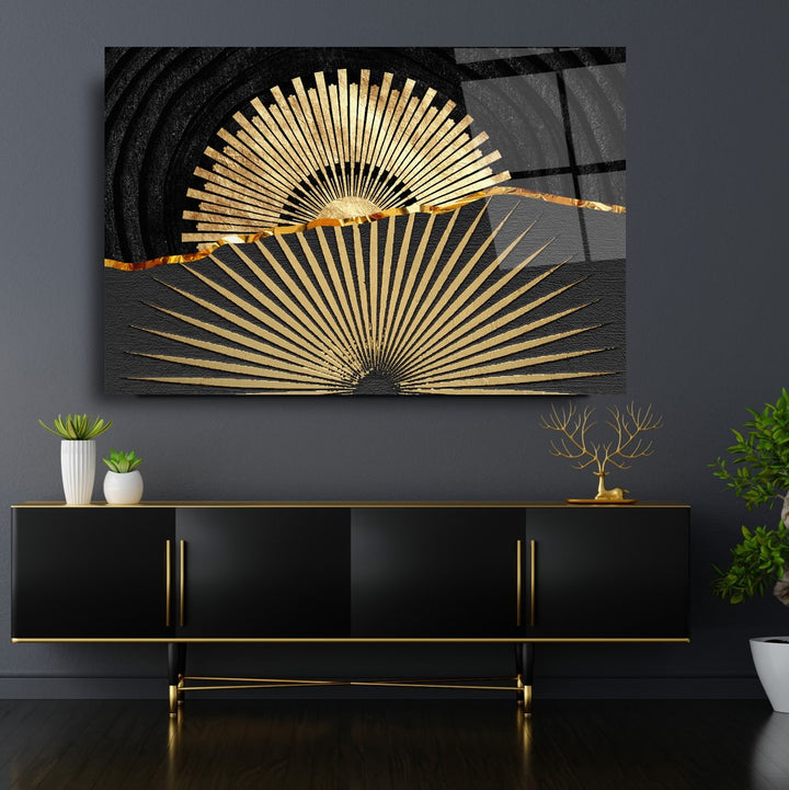 Gold Soyut Cam Tablo