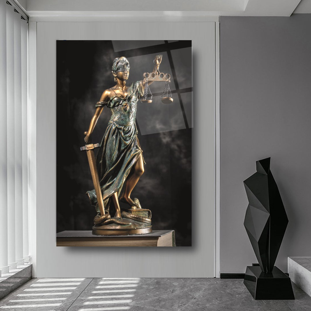 Themis Heykeli Cam Tablo
