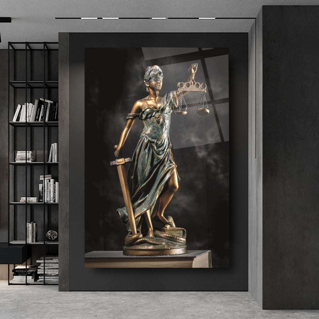 Themis Heykeli Cam Tablo