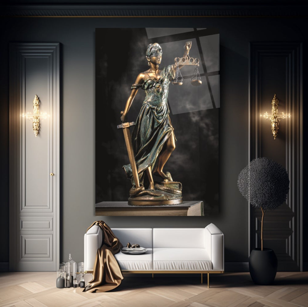 Themis Heykeli Cam Tablo