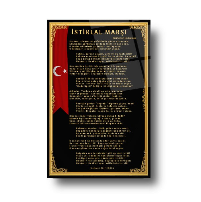 İstiklal Marşı Cam Tablo