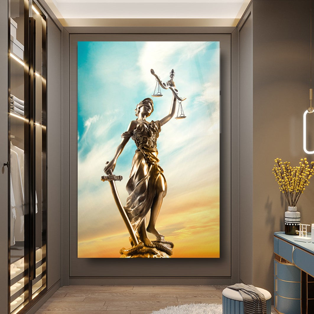 Themis Heykeli Cam Tablo