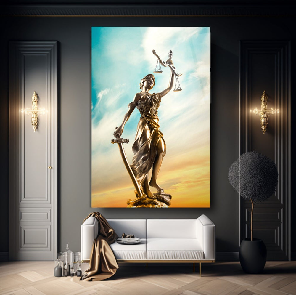 Themis Heykeli Cam Tablo