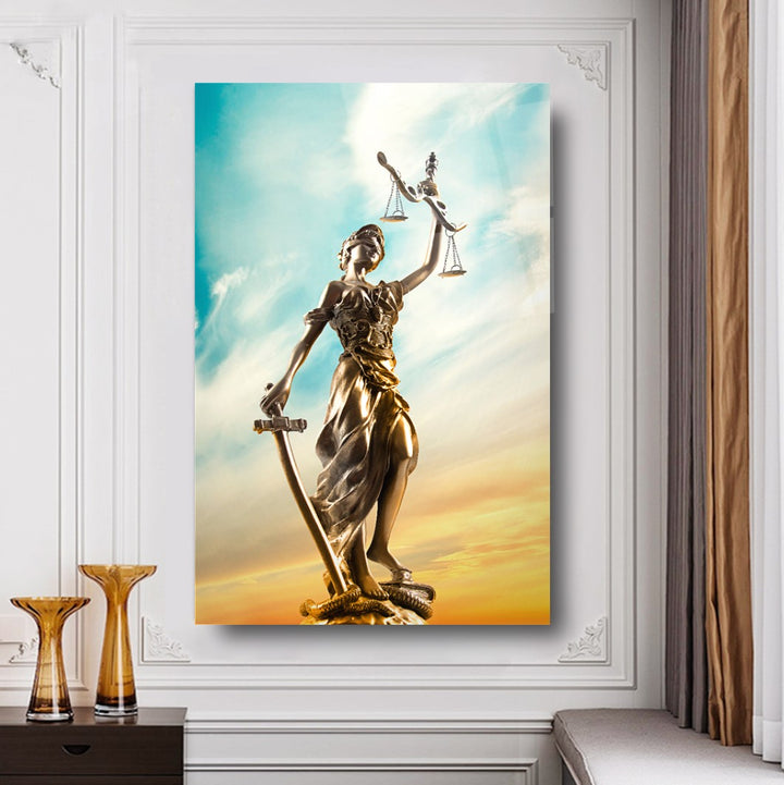 Themis Heykeli Cam Tablo