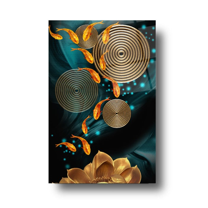 Gold Balıklar Cam Tablo