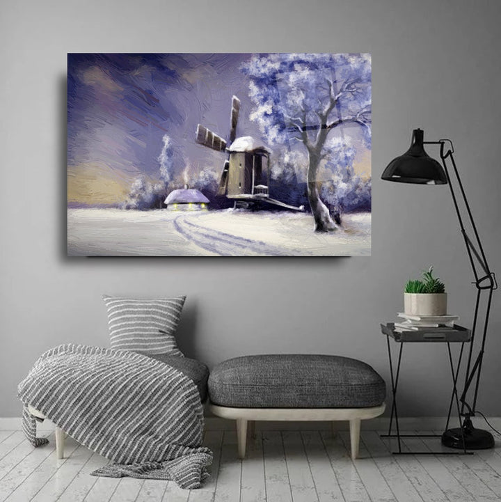 Karlı Manzara Cam Tablo