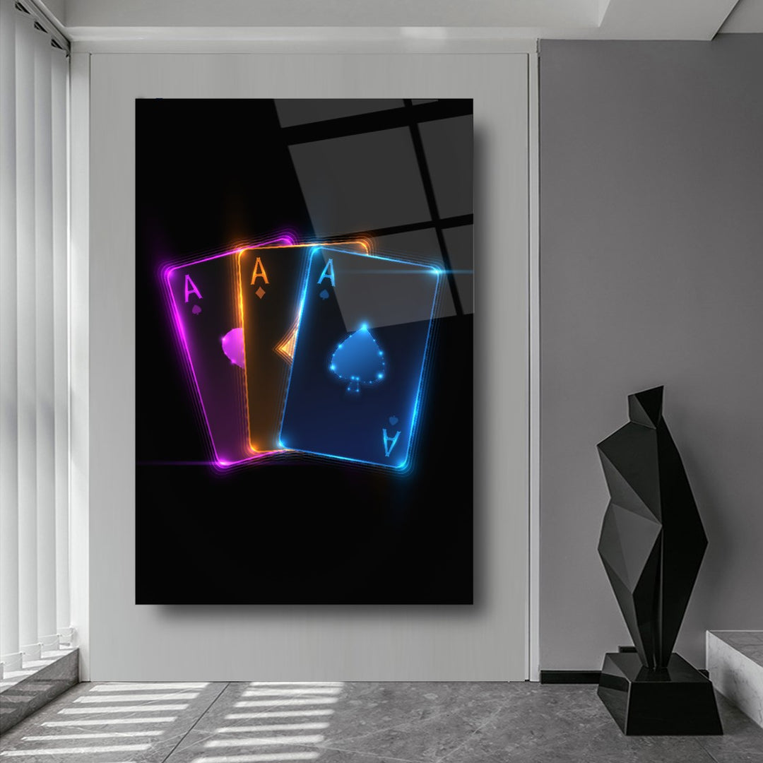 Neon Kartlar Cam Tablo