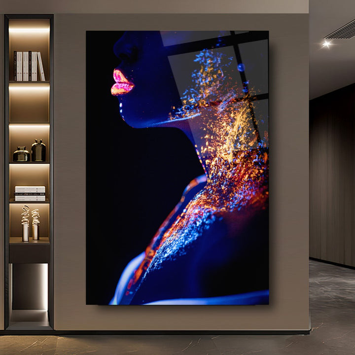 Neon Kadın Model Cam Tablo