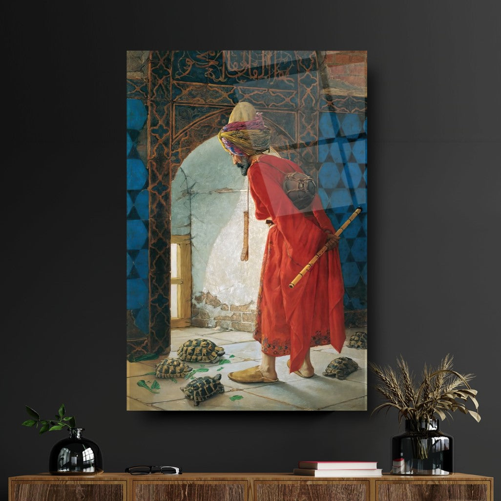 Osman Hamdi Bey Kaplumbağa Terbiyecisi Cam Tablo