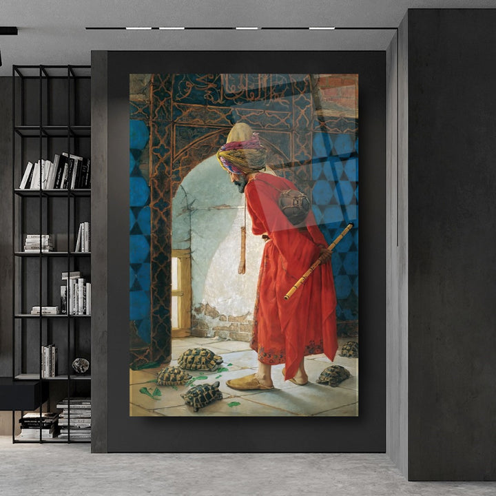 Osman Hamdi Bey Kaplumbağa Terbiyecisi Cam Tablo