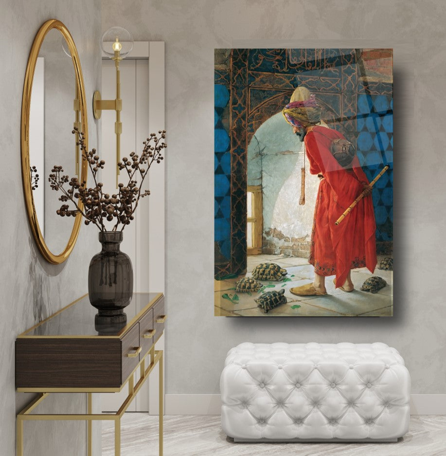 Osman Hamdi Bey Kaplumbağa Terbiyecisi Cam Tablo
