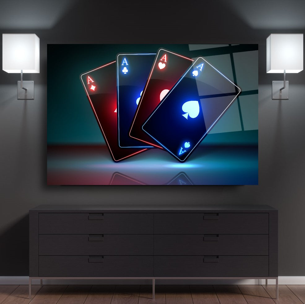 Neon Kartlar Cam Tablo