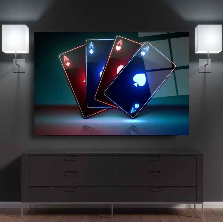 Neon Kartlar Cam Tablo