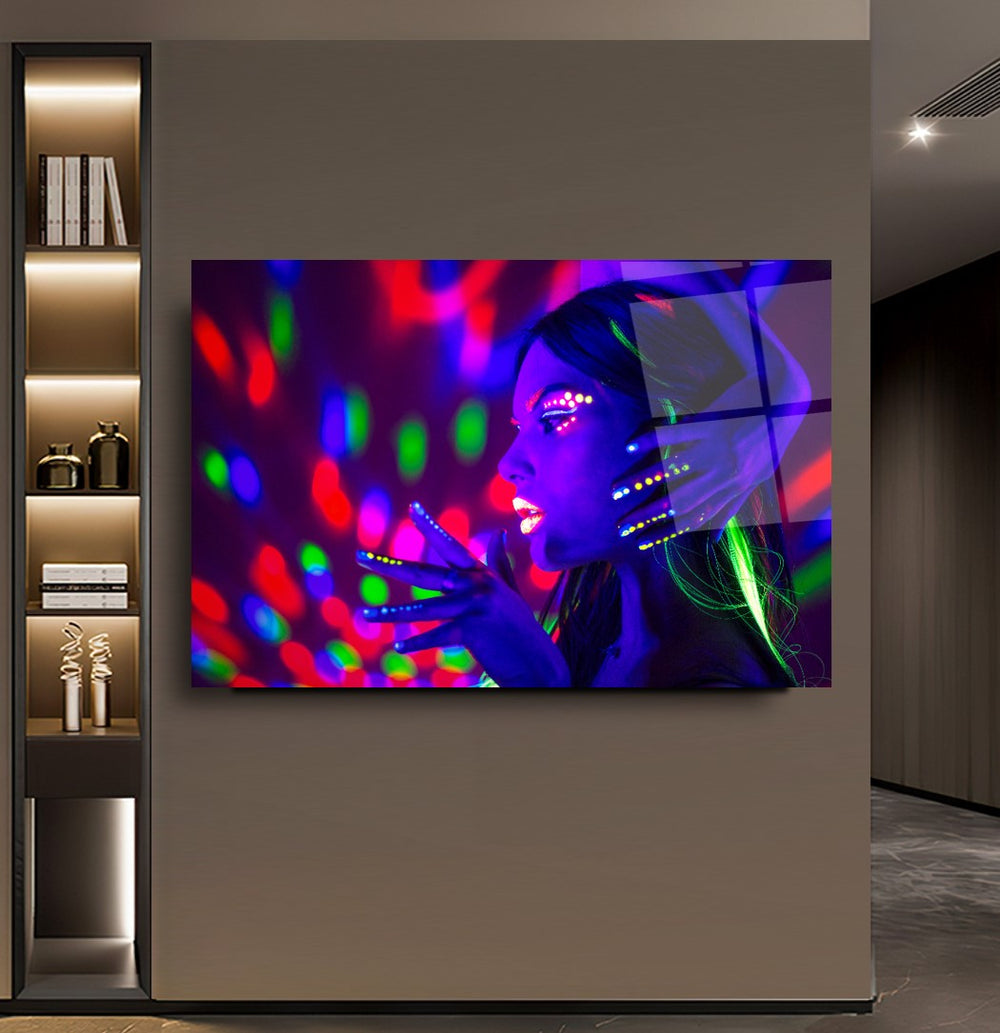 Neon Kadın Cam Tablo
